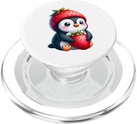 Simpatico pinguino del fumetto con divertimento alla fragola PopSockets PopGrip per MagSafe