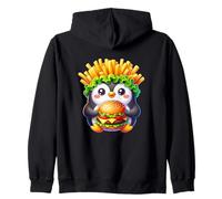 Simpatico Pinguino Fast Food Hamburger Patatine Fritte Felpa con Cappuccio