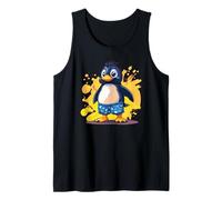 Simpatico Pinguino in Vacanza in Pantaloncini da Bagno per Gli Appassionati di Piscina e Oceano Canotta