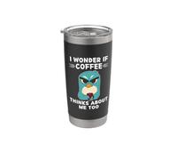 Simpatico pinguino Kawaii Mi chiedo se il caffè pensa anche a me Bicchiere termico in acciaio inox doppia parete