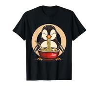 Simpatico pinguino mangiare ramen tagliatelle giapponesi Foodie Animal Maglietta