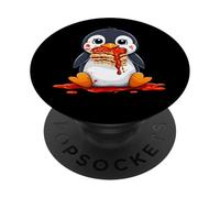 Simpatico pinguino mangiare spaghetti lasagne disordinato divertimento PopSockets PopGrip Adesivo