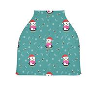 Simpatico Pinguino Natale Verde Auto per Bambini Passeggino Tettoia Copri Seggiolino Copertura Infermieristica per L'Allattamento Al Seno All-In-1 Morbido Traspirante Elastica Tettuccio