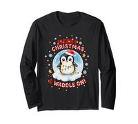 Simpatico Pinguino Natalizio Kawaii Merry Christmas e Waddle On Maglia a Manica