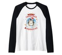Simpatico Pinguino Natalizio Kawaii Merry Christmas e Waddle On Maglia con Maniche Raglan