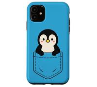 Simpatico pinguino Pocket Pal divertente animale invernale a forma di pinguino Custodia per iPhone 11
