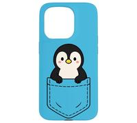 Simpatico pinguino Pocket Pal divertente animale invernale a forma di pinguino Custodia per iPhone 15 Pro