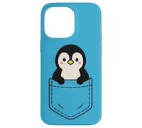 Simpatico pinguino Pocket Pal divertente animale invernale a forma di pinguino Custodia per iPhone 14 Pro Max