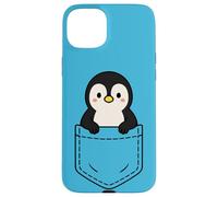 Simpatico pinguino Pocket Pal divertente animale invernale a forma di pinguino Custodia per iPhone 15 Plus