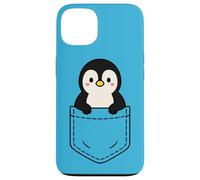 Simpatico pinguino Pocket Pal divertente animale invernale a forma di pinguino Custodia per iPhone 13