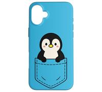 Simpatico pinguino Pocket Pal divertente animale invernale a forma di pinguino Custodia per iPhone 16 Plus