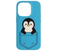Simpatico pinguino Pocket Pal divertente animale invernale a forma di pinguino Custodia per iPhone 14 Pro