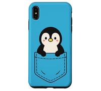 Simpatico pinguino Pocket Pal divertente animale invernale a forma di pinguino Custodia per iPhone XS Max