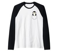 Simpatico pinguino Pocket Pal divertente animale invernale a forma di pinguino Maglia con Maniche Raglan