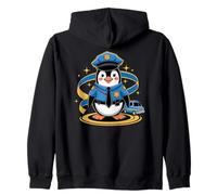 Simpatico pinguino poliziotto, auto della squadra divertente e design con stelle Felpa con Cappuccio