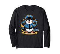 Simpatico pinguino poliziotto, auto della squadra divertente e design con stelle Maglia a Manica