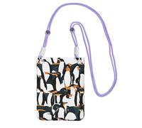 Simpatico pinguino stampa animale sacchetto del telefono cellulare borsa a tracolla impermeabile viaggio escursionismo shopping uso quotidiano, Viola, Taglia unica
