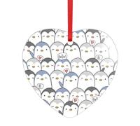 Simpatico pinguino stampa cuore rotondo acrilico accessori festivi ornamento per Natale multi scena decorazioni regali
