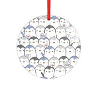 Simpatico pinguino stampa cuore rotondo acrilico accessori festivi ornamento per Natale multi scena decorazioni regali