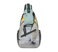 Simpatico pinguino viola borsa a tracolla con rose bagnate, zaino a tracolla zaino a tracolla causale zaino a tracolla per donna uomo escursionismo viaggio