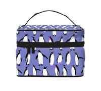 Simpatico pinguino viola, Borsa per il trucco Borsa per cosmetici Borsa da viaggio portatile da viaggio Astuccio per matite