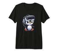 Simpatico Pinguino VR Gamer Stile Fumetto Maglietta Premium