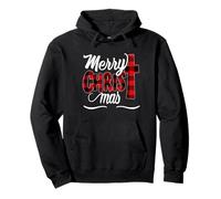 Simpatico Plaid di Bufalo con Scritta Merry Christmas Felpa con Cappuccio