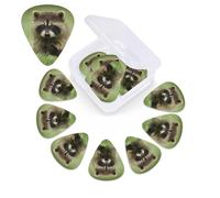 Simpatico plettro per chitarra con stampa di piccoli procioni, confezione da 12 pezzi, con custodia per plettro, plettri per chitarra, 0,46 mm, 0,96 mm, 0,71 mm, accessori per chitarra per basso,