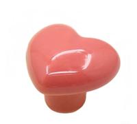 Simpatico pomello per cassetti in ceramica a forma di cuore, maniglia in ceramica e rame con disco, installazione senza trapano per porte di mobili per casa e ufficio (rosa)
