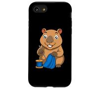 Simpatico porcellino acquatico con filato e ago, motivo: Capibara, cartone animato Custodia per iPhone SE (2020) / 7/8