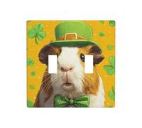 Simpatico porcellino d'India che indossa papillon verde a doppia banda, copertura per luce da parete, interruttore decorativo, dimensioni standard - 11,4 x 11,4 cm