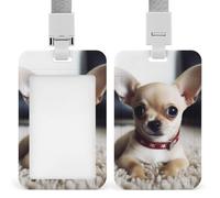 Simpatico porta badge a forma di chihuahua, con cordino staccabile, design impermeabile, per ufficio, posto di lavoro