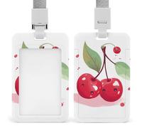 Simpatico porta badge a forma di ciliegia, con cordino staccabile, design impermeabile, per ufficio, posto di lavoro