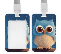 Simpatico porta badge a forma di gufo in stile cartone animato, porta badge scorrevole, protezione verticale per cordino, impermeabile, porta targhetta, custodia per dottore, insegnante, infermiera