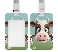 Simpatico porta badge a forma di mucca con cordino, cordino staccabile, custodia protettiva verticale per carta d'identità, porta badge multiuso per ufficio, insegnante, infermiera