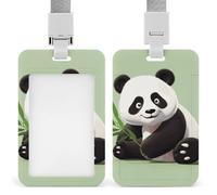 Simpatico porta badge a forma di panda, con cordino, cordino staccabile, protezione verticale per carta d'identità, porta badge multiuso, per ufficio, insegnanti, infermieri