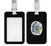 Simpatico porta badge a forma di riccio che suona la chitarra con cordino, porta badge resistente per donna e uomo