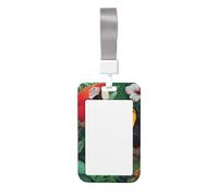 Simpatico porta badge - Ara e tucano appollaiati delle foreste pluviali tropicali, elegante porta badge verticale