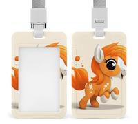 Simpatico porta badge arancione a forma di pony, con cordino staccabile, design impermeabile, per ufficio, posto di lavoro