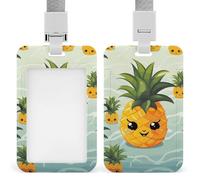 Simpatico porta badge con ananas con cordino, impermeabile, porta carte d'identità, per lavoro, ufficio, insegnante, infermiera