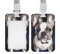 Simpatico porta badge con bulldog francese carino lavoro nome clip con cordino verticale per carte di credito custodia per lavoro ufficio infermiera insegnante di medicina donne