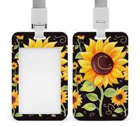 Simpatico porta badge con girasole, con cordino staccabile, design impermeabile, per ufficio, posto di lavoro