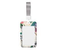 Simpatico porta badge con tigre bianca. Porta badge scorrevole con cordino, custodia per carta d'identità stampata