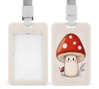 Simpatico porta badge identificativo a forma di fungo felice, clip retrattile, porta carte di credito, nome, badge per lavoro, ufficio, dottore, infermiere