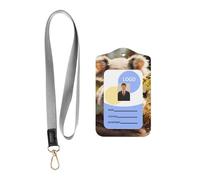 Simpatico porta badge in pelle con pianta di koala. Porta badge in pelle con cordino, custodia per carte di credito stampata su entrambi i lati, per ufficio e lavoro