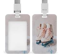 Simpatico porta badge invernale con clip retrattile per carte di credito con pattinaggio sul ghiaccio, targhetta per nome, per lavoro, ufficio, dottore, infermiera