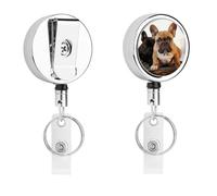 Simpatico porta badge retrattile con bulldog francese, grazioso porta badge infermieristico con robusta clip a coccodrillo, portachiavi per infermieri, insegnanti, ufficio, lavoro, donne, regali