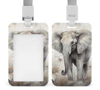 Simpatico porta badge verticale con elefante, con cordino, resistente, resistente, porta badge, impermeabile, per infermiere, ufficiali, insegnanti, personale di sicurezza