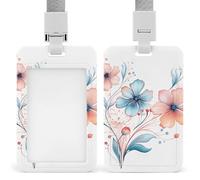 Simpatico porta badge verticale con fiori ad acquerello, impermeabile, con cordino staccabile resistente, per insegnanti di fabbrica in ufficio