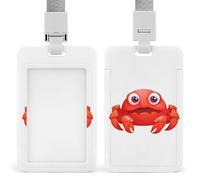 Simpatico porta badge verticale con granchio rosso, con cordino staccabile, resistente, porta badge, porta badge impermeabile, per infermieri, ufficiali, insegnanti, personale di sicurezza